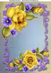 Beautiful Big Yellow Rose's with Little Blue Flowers A4