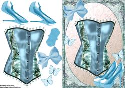 Beautiful Blue Satin Corset with Matching Shoe's