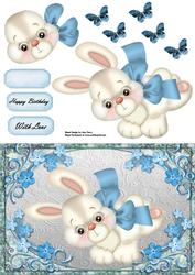 Cute Bunny Rabbit with Blue Bow