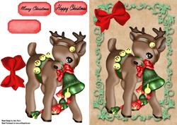 Lovely Brown Reindeer with Green Bell