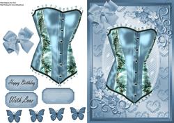 Lovely Pale Blue Corset with Little Blue Flowers
