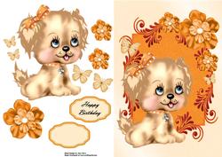 Cute Brown Dog with Little Orange Bow