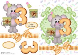 Lovely Mouse with Large Number 3