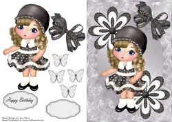 Lovely Little Girl with Black & White Polka Dot Dress