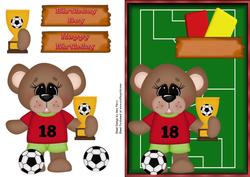 Footballing Bear with His Trophy