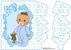 Little Boy in Blue Baby-grow Baby Card