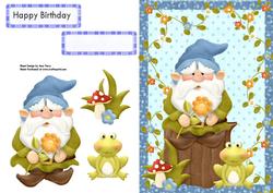 Lovely Gnome Thinking on a Log