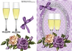 Beautiful Lilac & Cream Rose's & Champagne Glass's