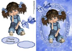 Cute Little Girl with Blue Bow's in Her Hair