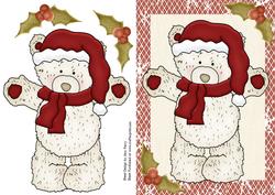 Cute White Teddy Bear with Red Hat & Scarf