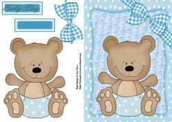 Adorable Bear in Blue Polka Dot Nappy
