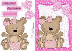 Adorable Bear in Pink Polka Dot Nappy