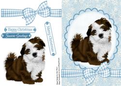 Fluffy Brown & White Christmas Dog
