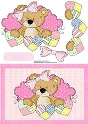 Adorable Baby Girl Teddy with Patchwork Hearts