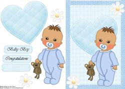 Cute Baby Boy in Blue Baby Grow with Blue Quilted Heart