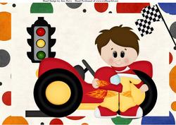 Racer Boy with Red Sports Car A4