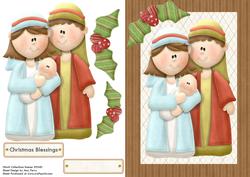 Mary,joseph & Baby Jesus with Large Holly