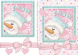 Snowman in Pink Square Frame
