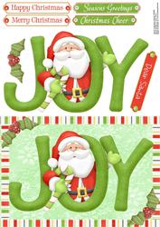 Joy Letters with Santa Poking His Head Out