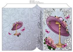 Beautiful Lilac Hat on Wooden Stand Book Card