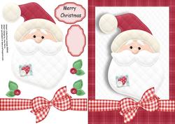 Large Santa Face with Gingham Bow