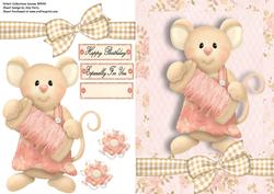 Adorable Mouse with Pink Cotton Reel