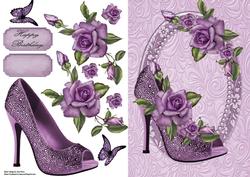Lovely Lilac Glitzy Shoe with Purple Rose's