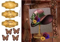 8x8 Vintage Pansy Lady Hat
