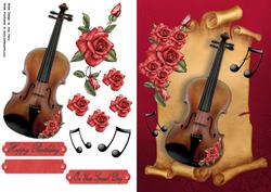 Beautiful Violin with Red Rose's
