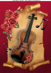 Beautiful Violin with Red Rose's A4
