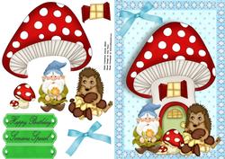 Toad Stool House with Hedgehog & Gnome