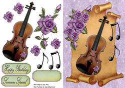 Violin with Lilac Rose's in Scroll
