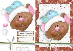 Cute Brown Mouse with Santa Hat