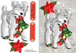 Lovely Silver Reindeer with Christmas Bells