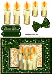 Beautiful White Candle's in Green Star Frame