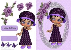 Lovely Little Girl with Purple Flowers