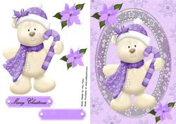Lovely Teddy Bear with Lilac Scarf & Hat
