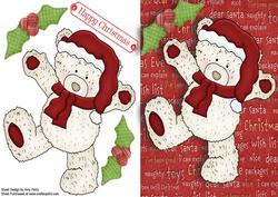Cute Tatty Teddy with Dark Red Santa Hat