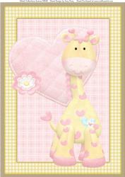 Lovely Pink & Yellow Giraffe A4