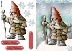 Grumpy Christmas Elf Battling the Snow