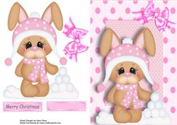 Cute Christmas Bunny with Snowballs