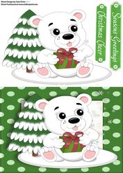 Lovely Polar Bear with Snow Covered Tree