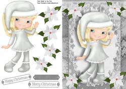 Little Blonde Girl in Silver Outfit