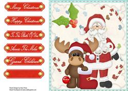 8x8 Santa & Reindeer with His Stocking