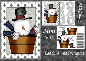 Snowman in Barrel Dad Card