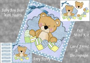 Baby Boy Bear with Hearts 8x8 Mini Kit