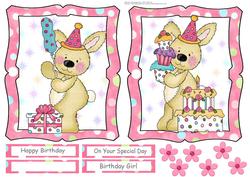 Cute Birthday Bunny with Presents & Cake Toppers
