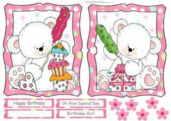 Cute Polar Bear with Cake & Presents Toppers