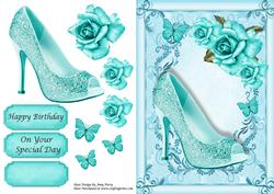 Beautiful Aqua Shoe & Rose's