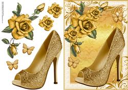 Beautiful Gold Shoe & Roses